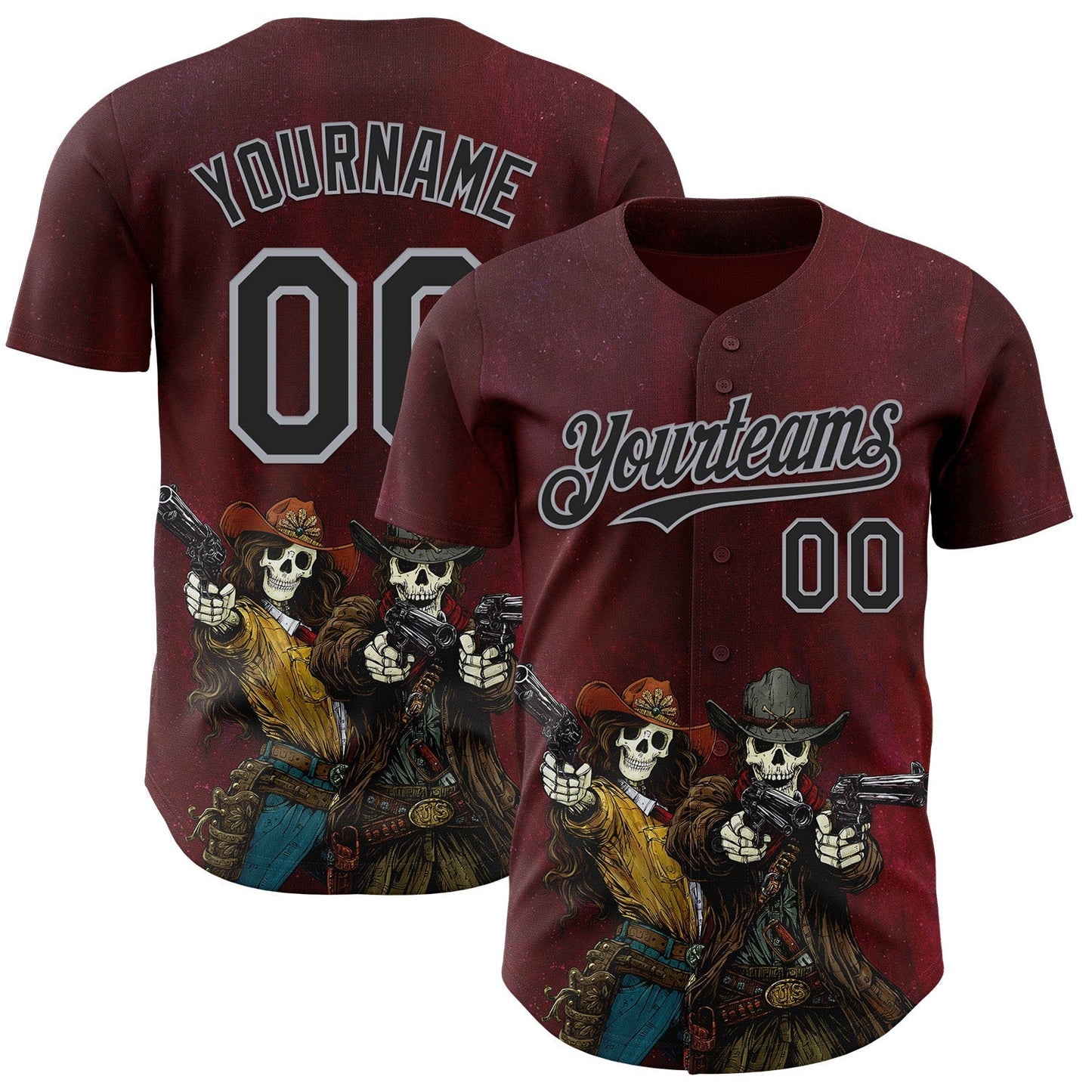 Custom Red Black-Gray David Lozeau Love In The Badlands Authentic Baseball Jersey baseball jersey product view 1