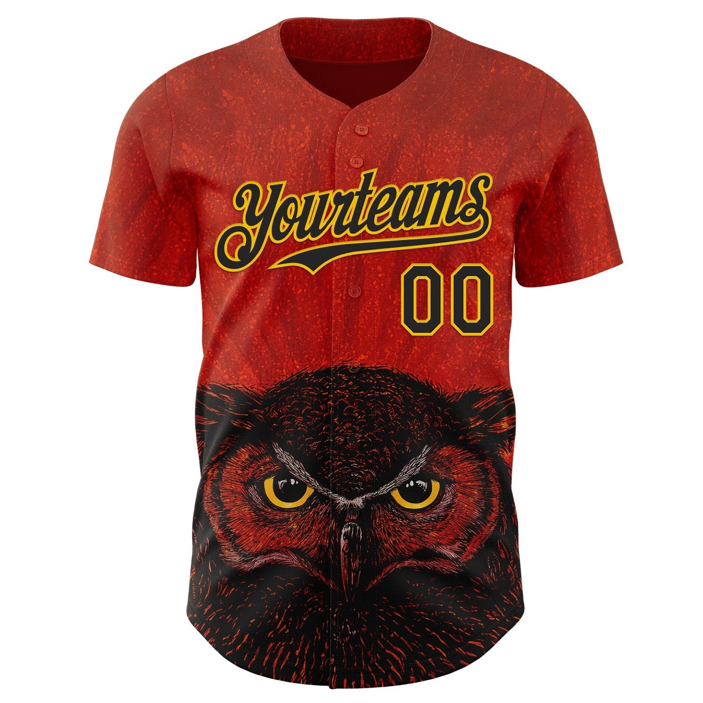 Custom Red Black-Yellow David Lozeau The Owl Authentic Baseball Jersey baseball jersey product view 2