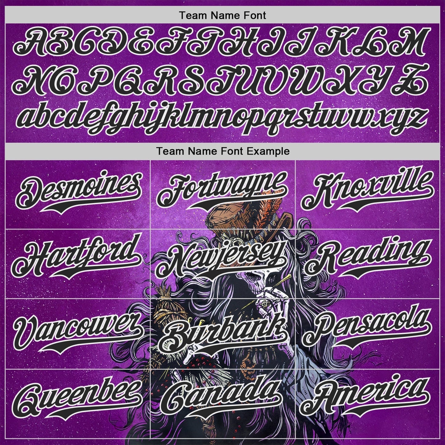 Custom Purple Black-White David Lozeau Voodoo Priest Authentic Baseball Jersey baseball jersey product view 4