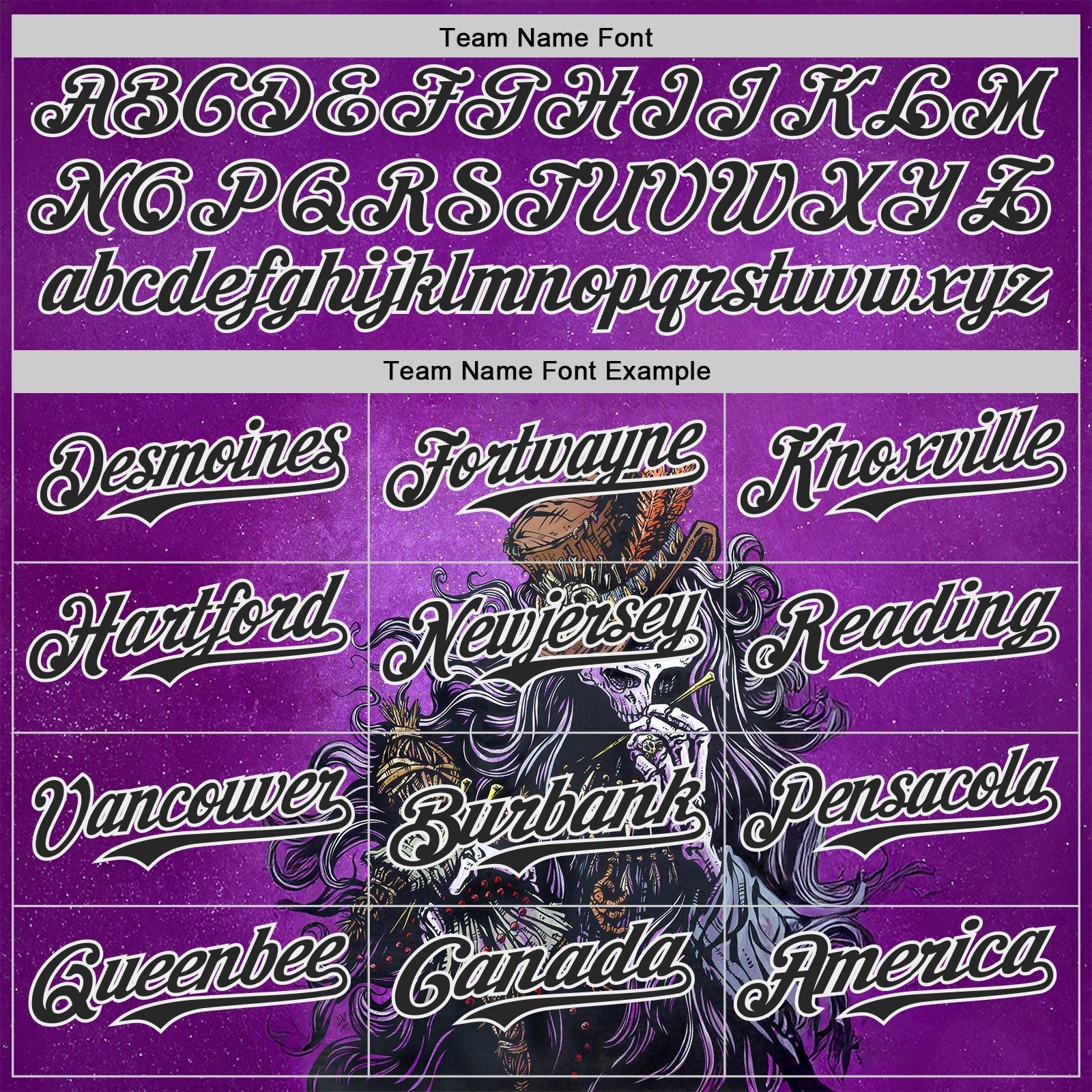 Custom Purple Black-White David Lozeau Voodoo Priest Authentic Baseball Jersey baseball jersey product view 4