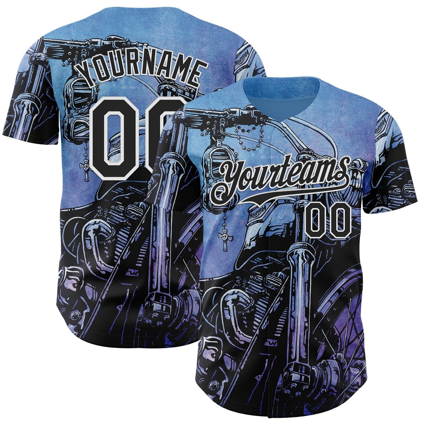 Custom Blue Black-White David Lozeau Triumph Authentic Baseball Jersey baseball jersey product view 1