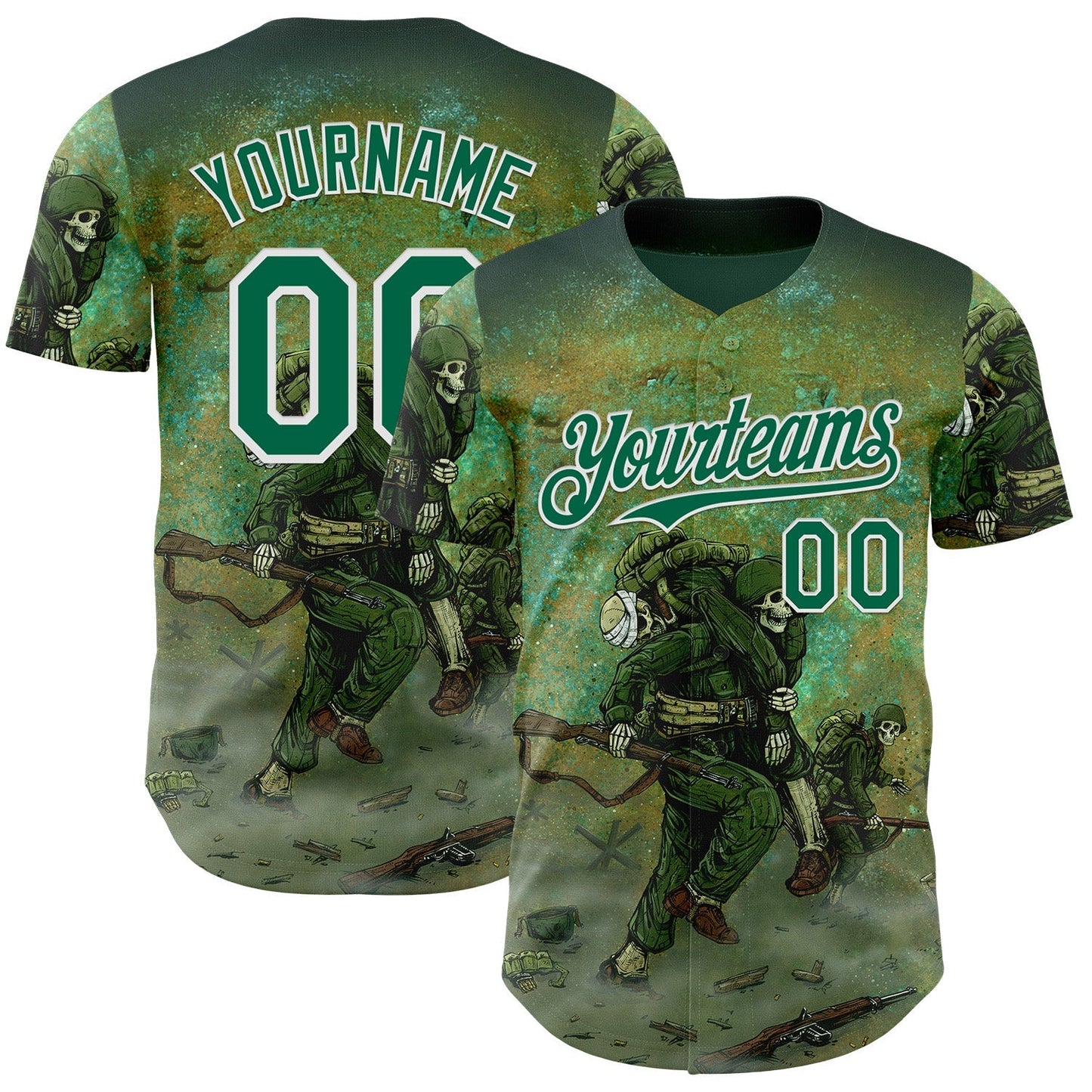 Custom Green Kelly Green-White David Lozeau Storming The Beach Authentic Baseball Jersey baseball jersey product view 1