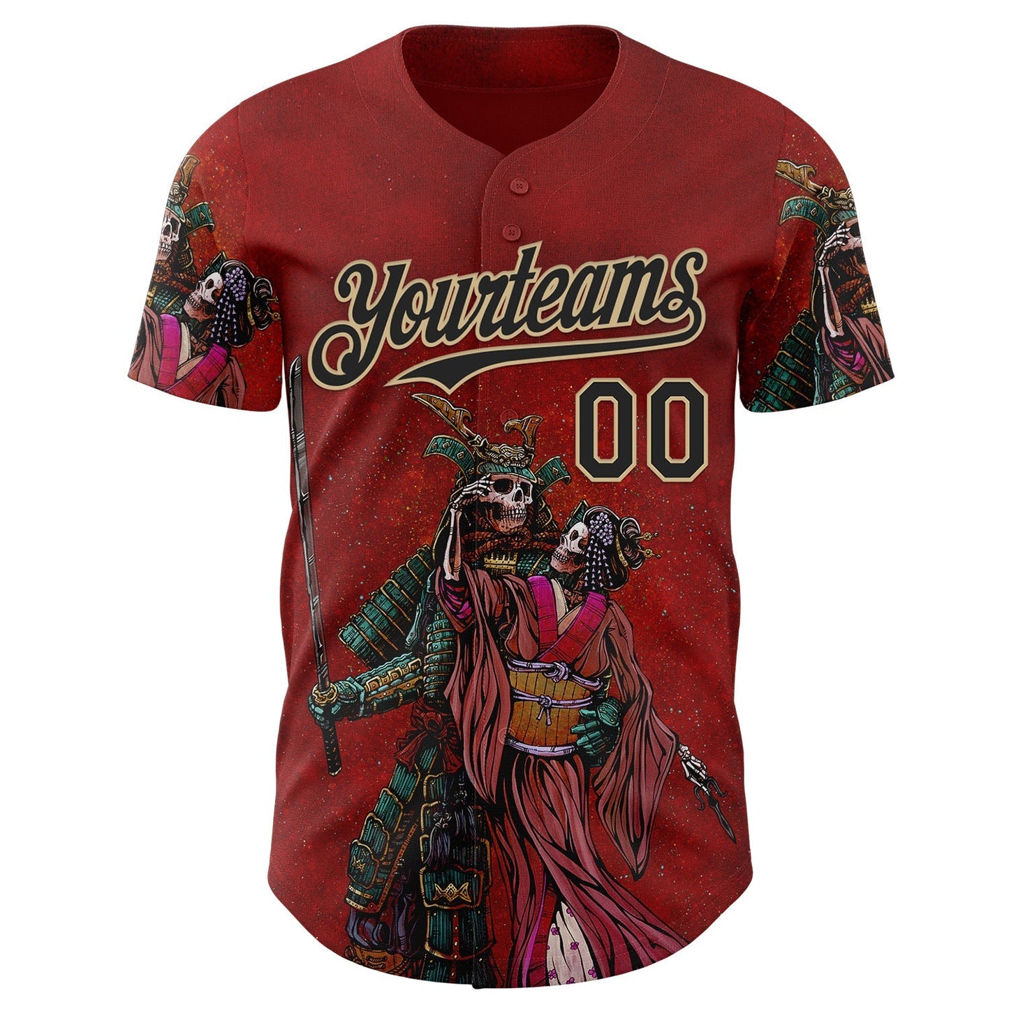 Custom Red Black-Vegas Gold David Lozeau The Spoils Of War Authentic Baseball Jersey baseball jersey product view 2