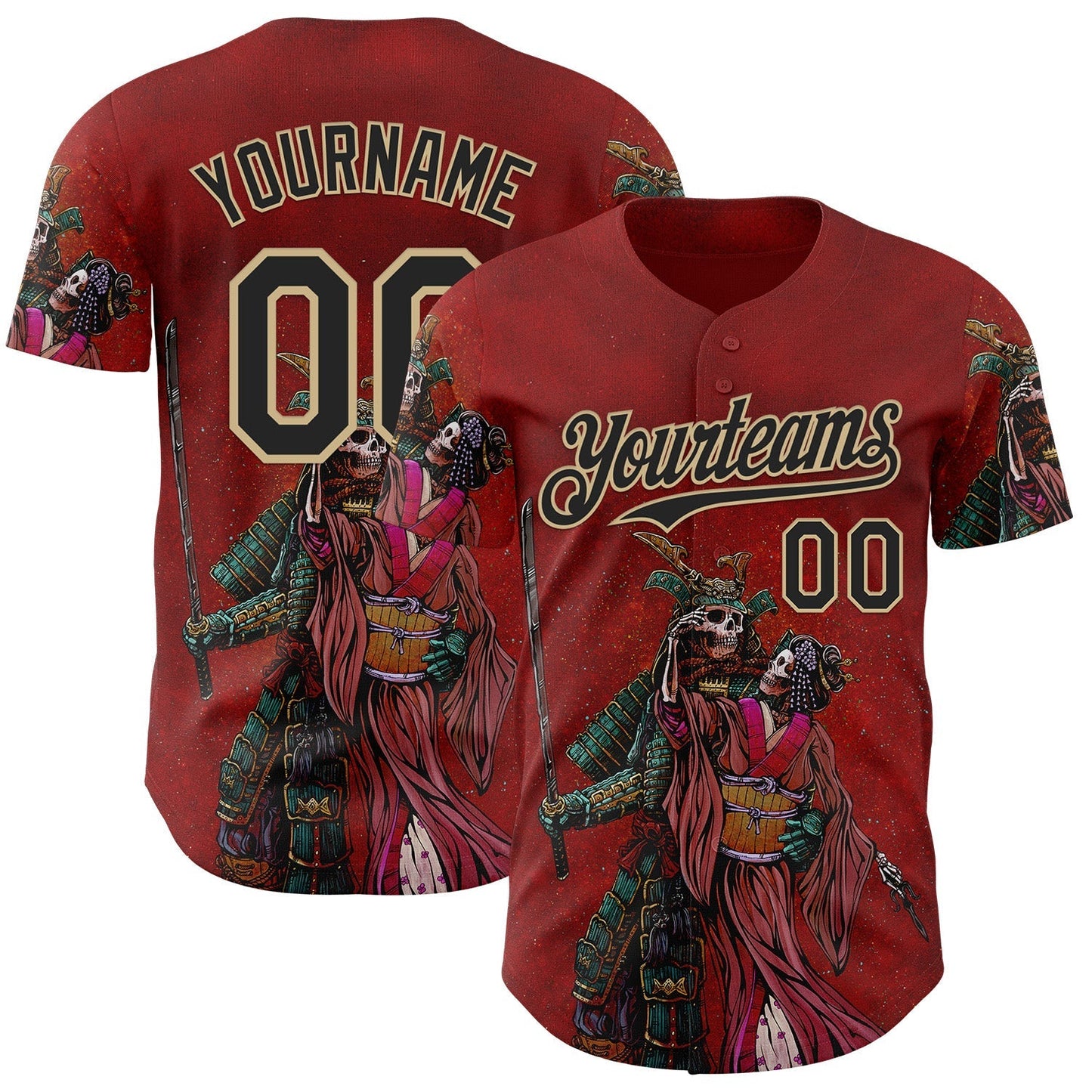 Custom Red Black-Vegas Gold David Lozeau The Spoils Of War Authentic Baseball Jersey baseball jersey product view 1
