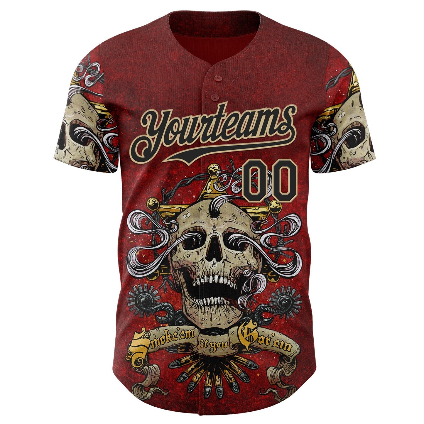 Custom Red Black-Vegas Gold David Lozeau Smoke Em If You Got Em Authentic Baseball Jersey baseball jersey product view 2