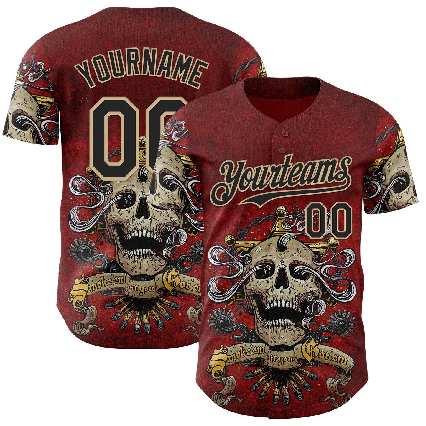 Custom Red Black-Vegas Gold David Lozeau Smoke Em If You Got Em Authentic Baseball Jersey baseball jersey product view 1