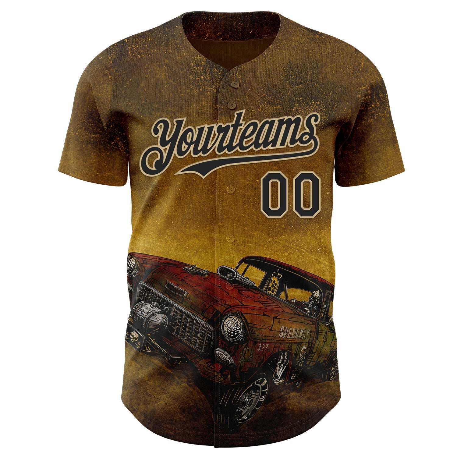 Custom Yellow Black-Vegas Gold David Lozeau Run What You Brung Authentic Baseball Jersey baseball jersey product view 2