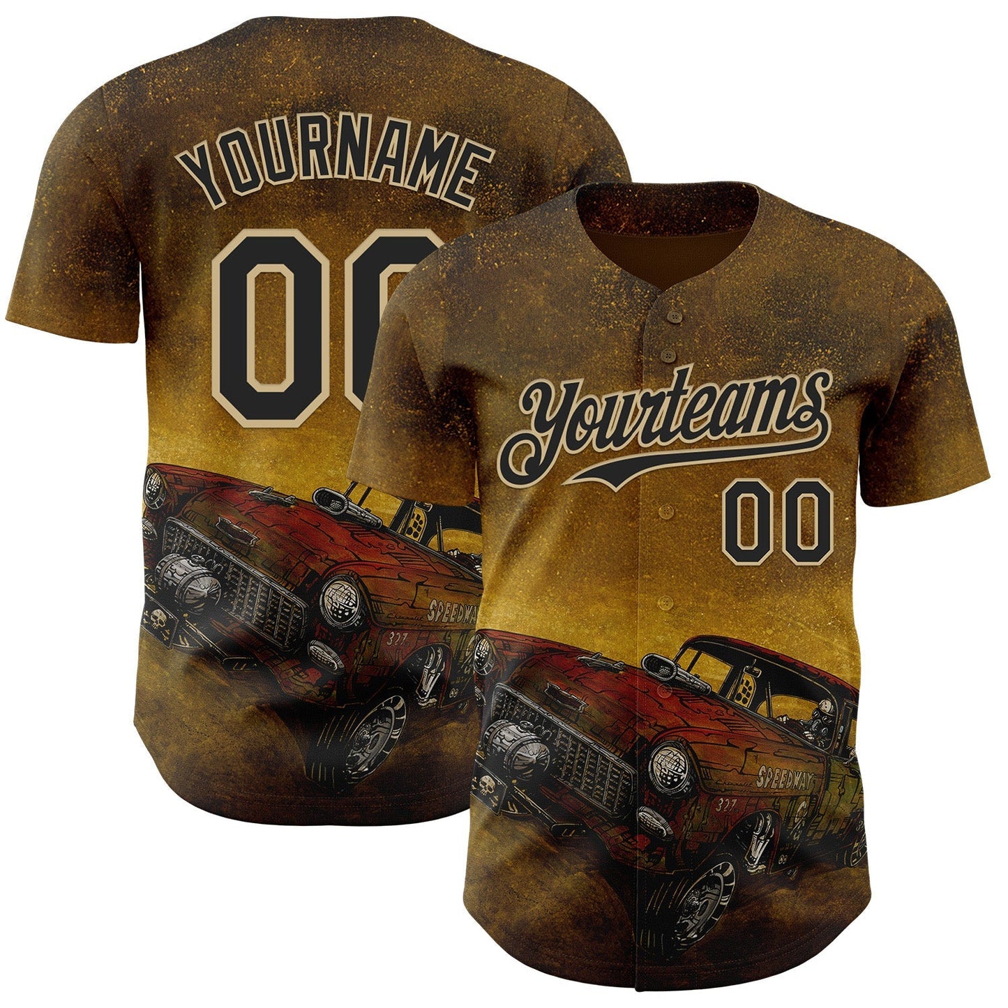 Custom Yellow Black-Vegas Gold David Lozeau Run What You Brung Authentic Baseball Jersey baseball jersey product view 1