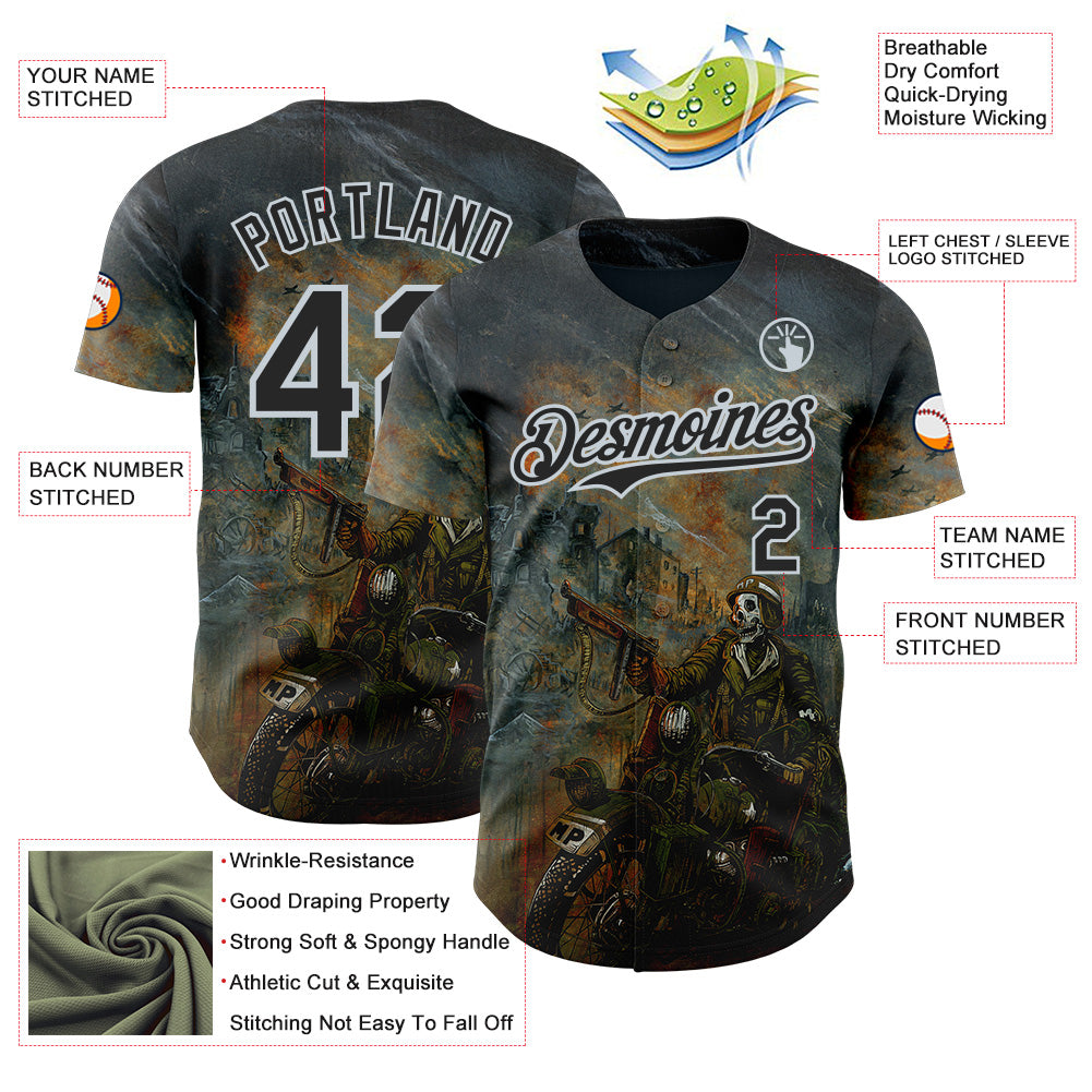 Custom Steel Gray Black-Silver David Lozeau Charging The Front Authentic Baseball Jersey baseball jersey product view 3