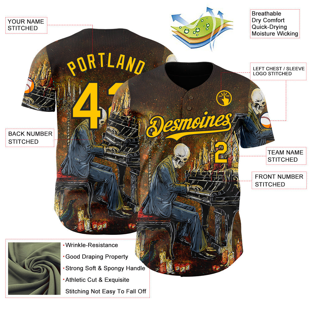Custom Navy Yellow-Black David Lozeau The Grand Finale Authentic Baseball Jersey baseball jersey product view 3