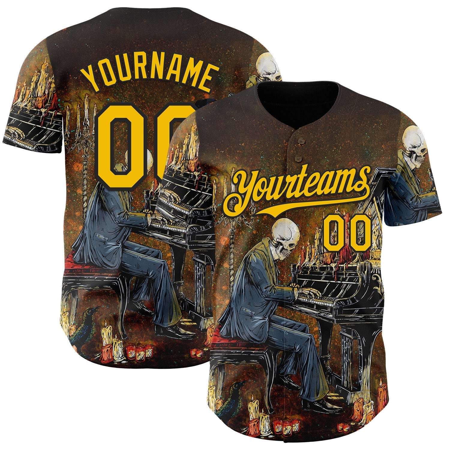 Custom Navy Yellow-Black David Lozeau The Grand Finale Authentic Baseball Jersey baseball jersey product view 1