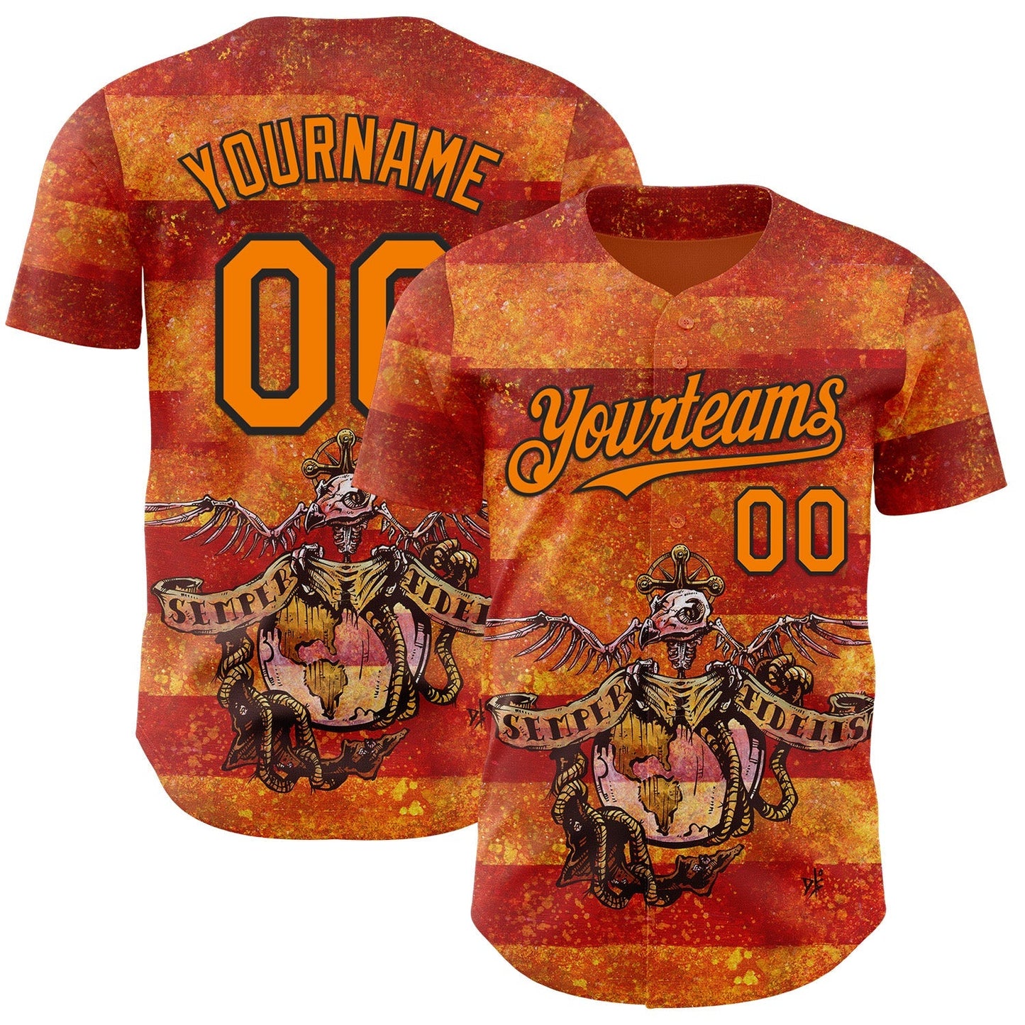 Custom Orange Bay Orange-Black David Lozeau Semper Fidelis Authentic Baseball Jersey baseball jersey product view 1