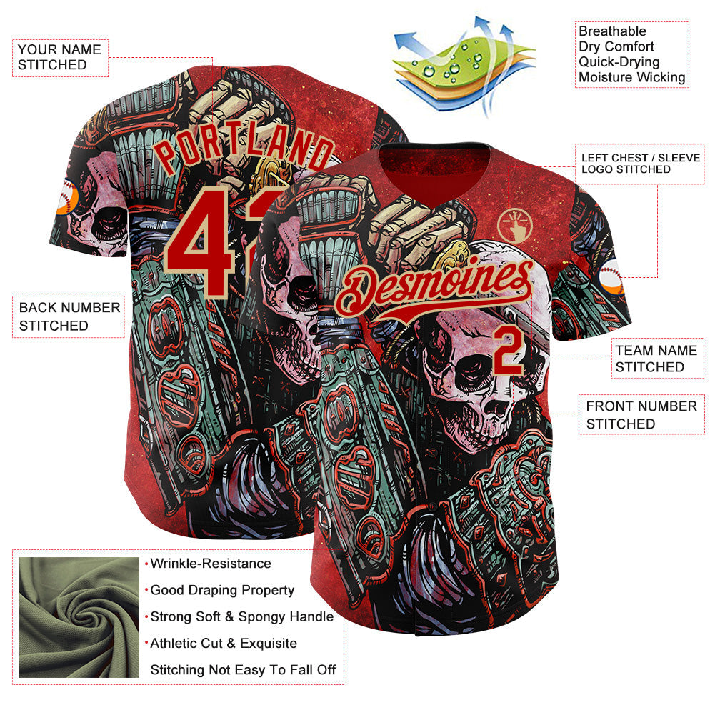 Custom Red-Vegas Gold David Lozeau Strength Authentic Baseball Jersey baseball jersey product view 3