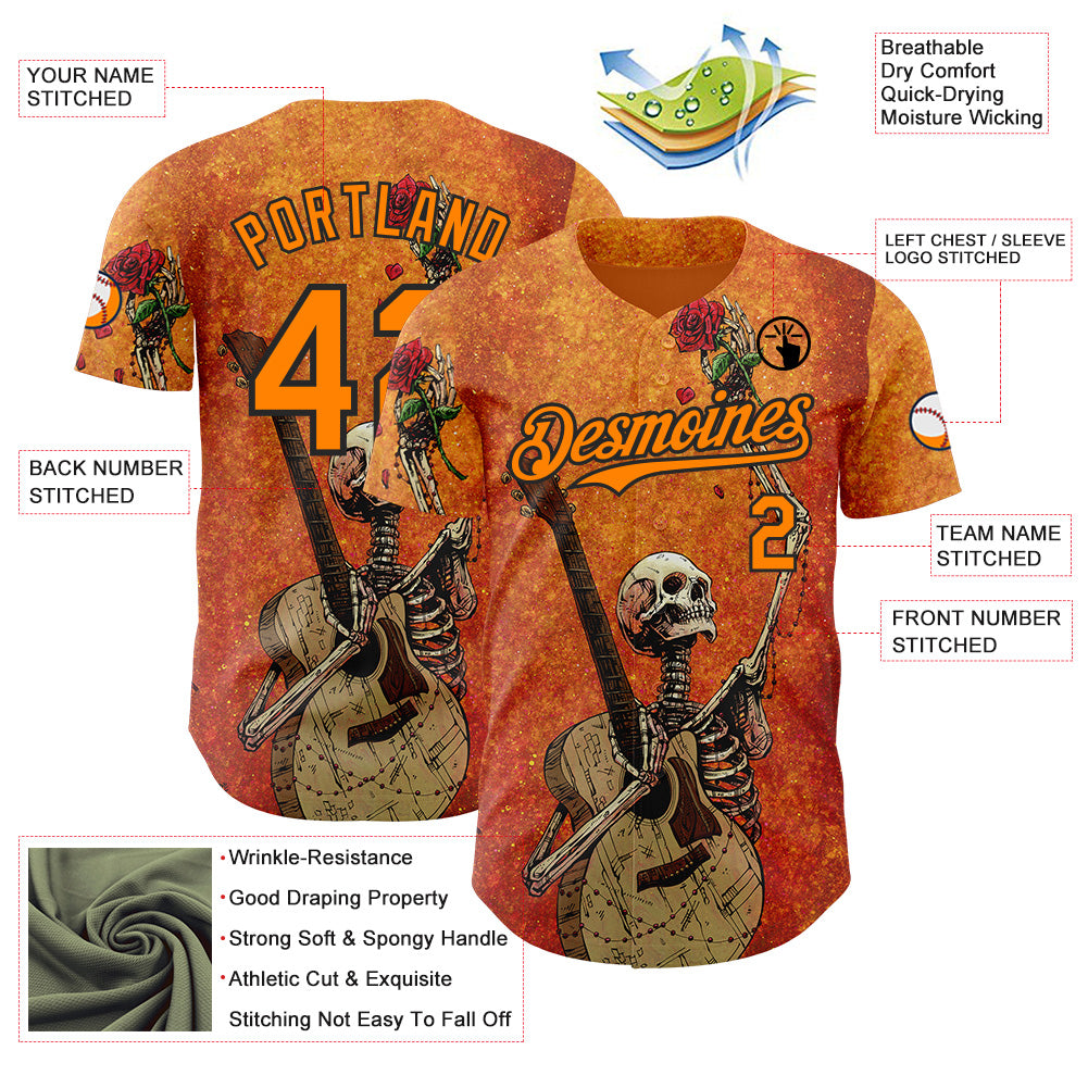 Custom Orange Bay Orange-Black David Lozeau Until The Last Note Authentic Baseball Jersey baseball jersey product view 3