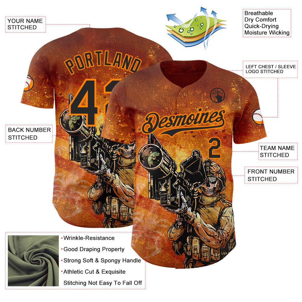 Custom Orange Black-Bay Orange David Lozeau Feel The Sting Authentic Baseball Jersey baseball jersey product view 3