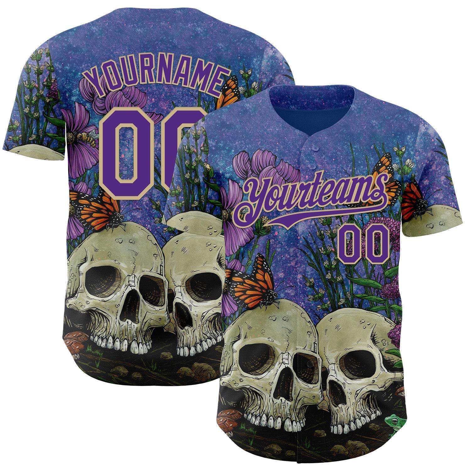 Custom Purple-Vegas Gold David Lozeau Together Forever Authentic Baseball Jersey baseball jersey product view 1