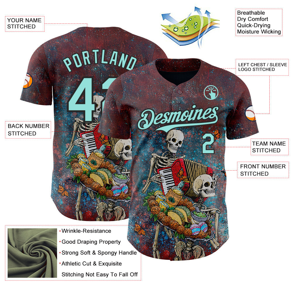 Custom Red Ice Blue-Black David Lozeau The Bounty Of Life Authentic Baseball Jersey baseball jersey product view 3