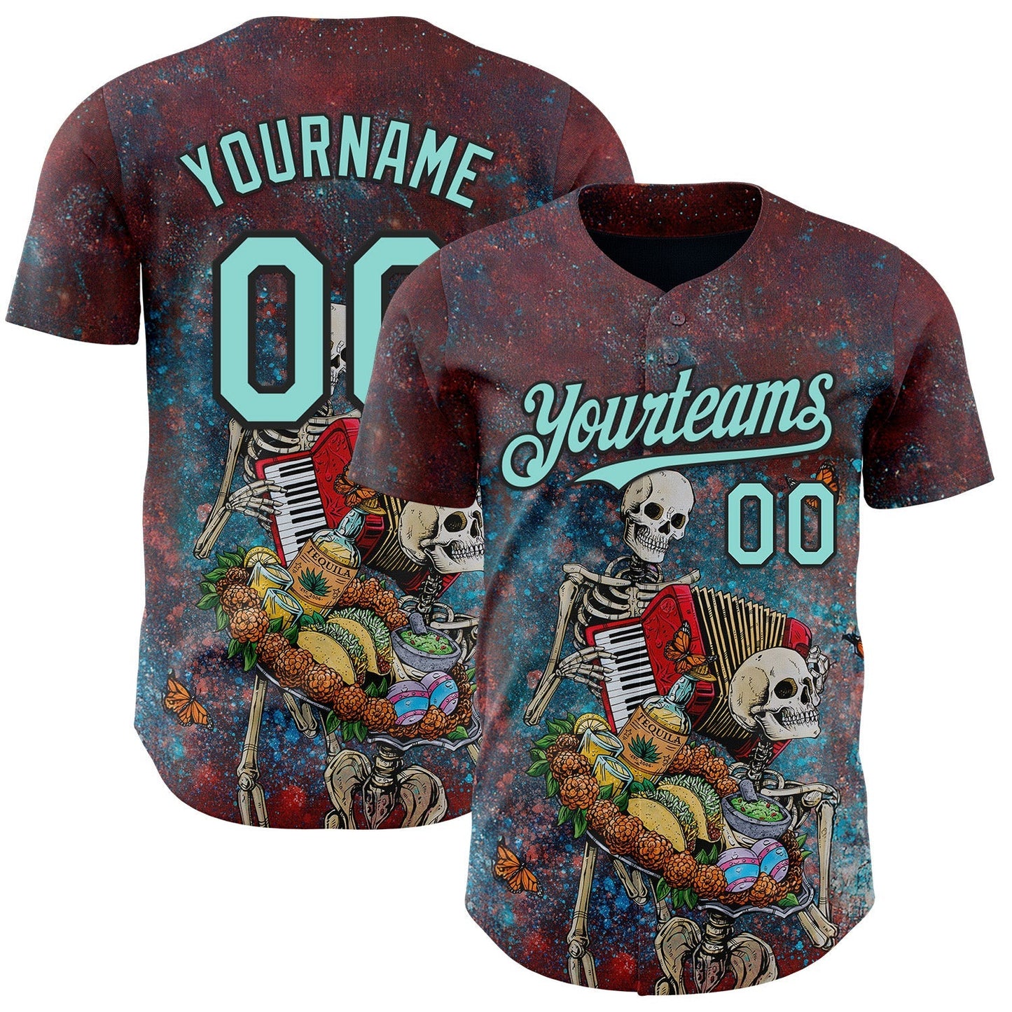 Custom Red Ice Blue-Black David Lozeau The Bounty Of Life Authentic Baseball Jersey baseball jersey product view 1