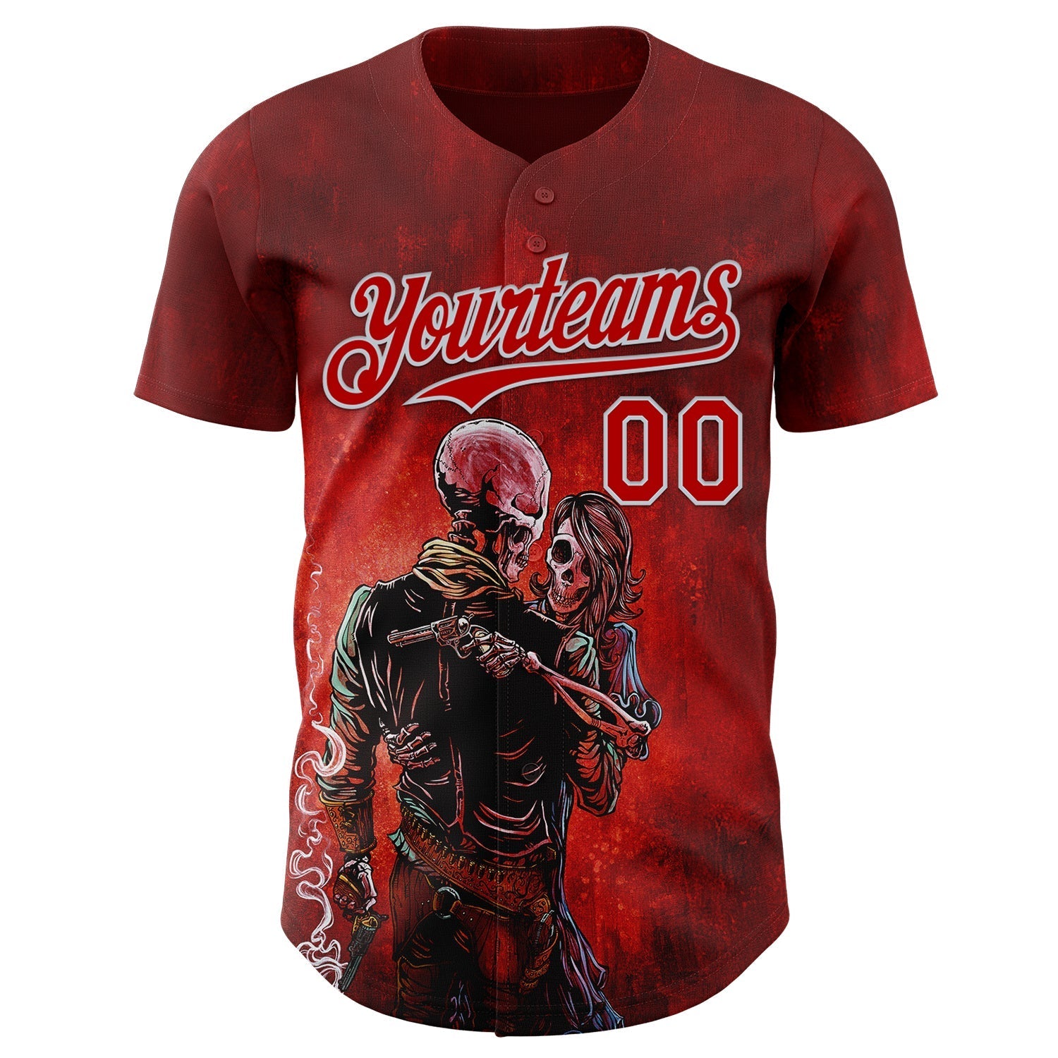 Custom Red-Silver David Lozeau Love Trust And A Revolver Authentic Baseball Jersey baseball jersey product view 2