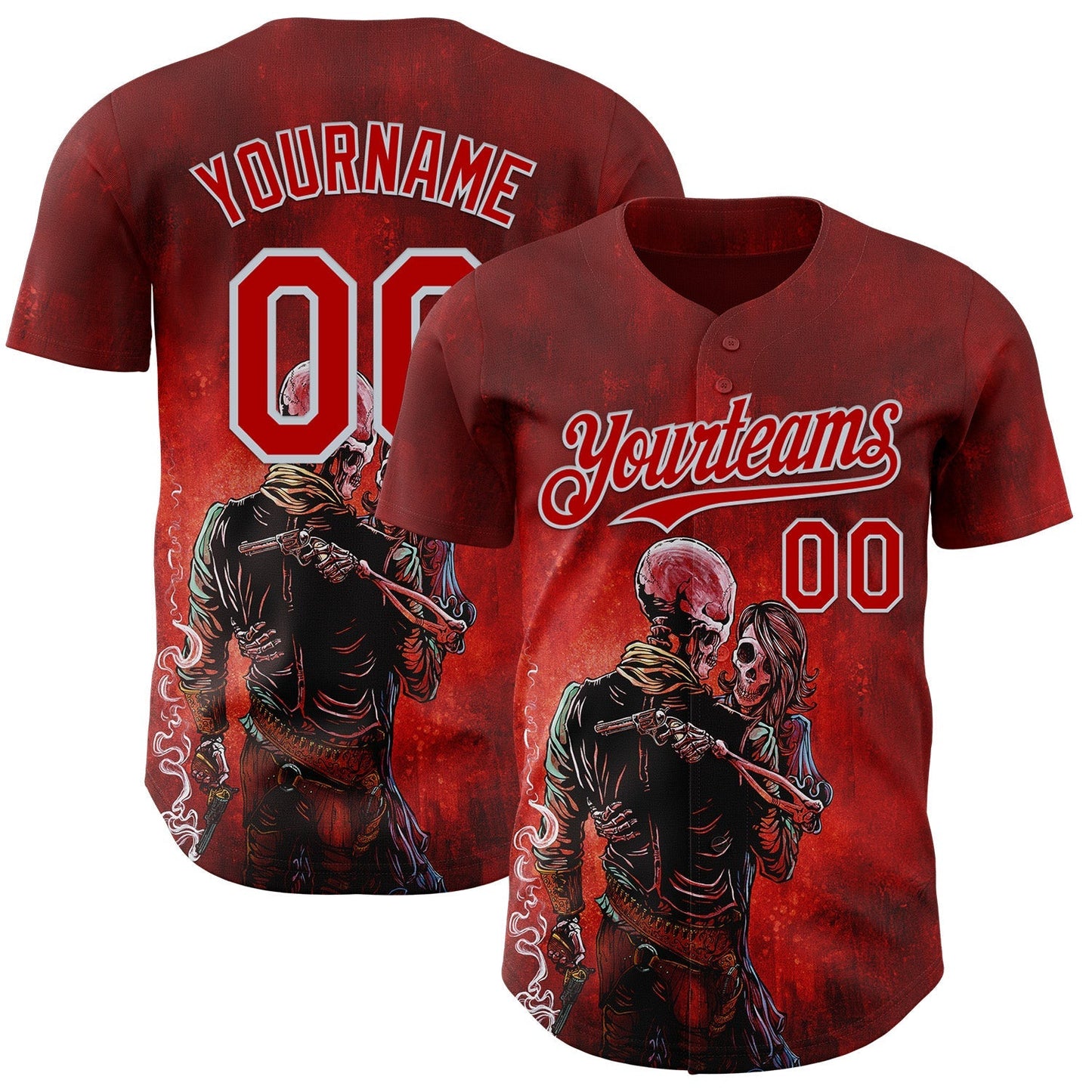 Custom Red-Silver David Lozeau Love Trust And A Revolver Authentic Baseball Jersey baseball jersey product view 1