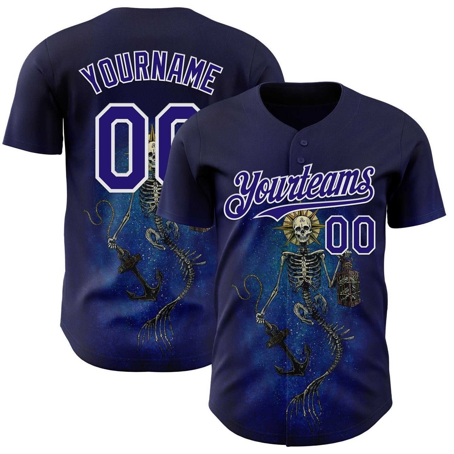 Custom Blue Dark Purple-White David Lozeau Lighting The Way Authentic Baseball Jersey baseball jersey product view 1