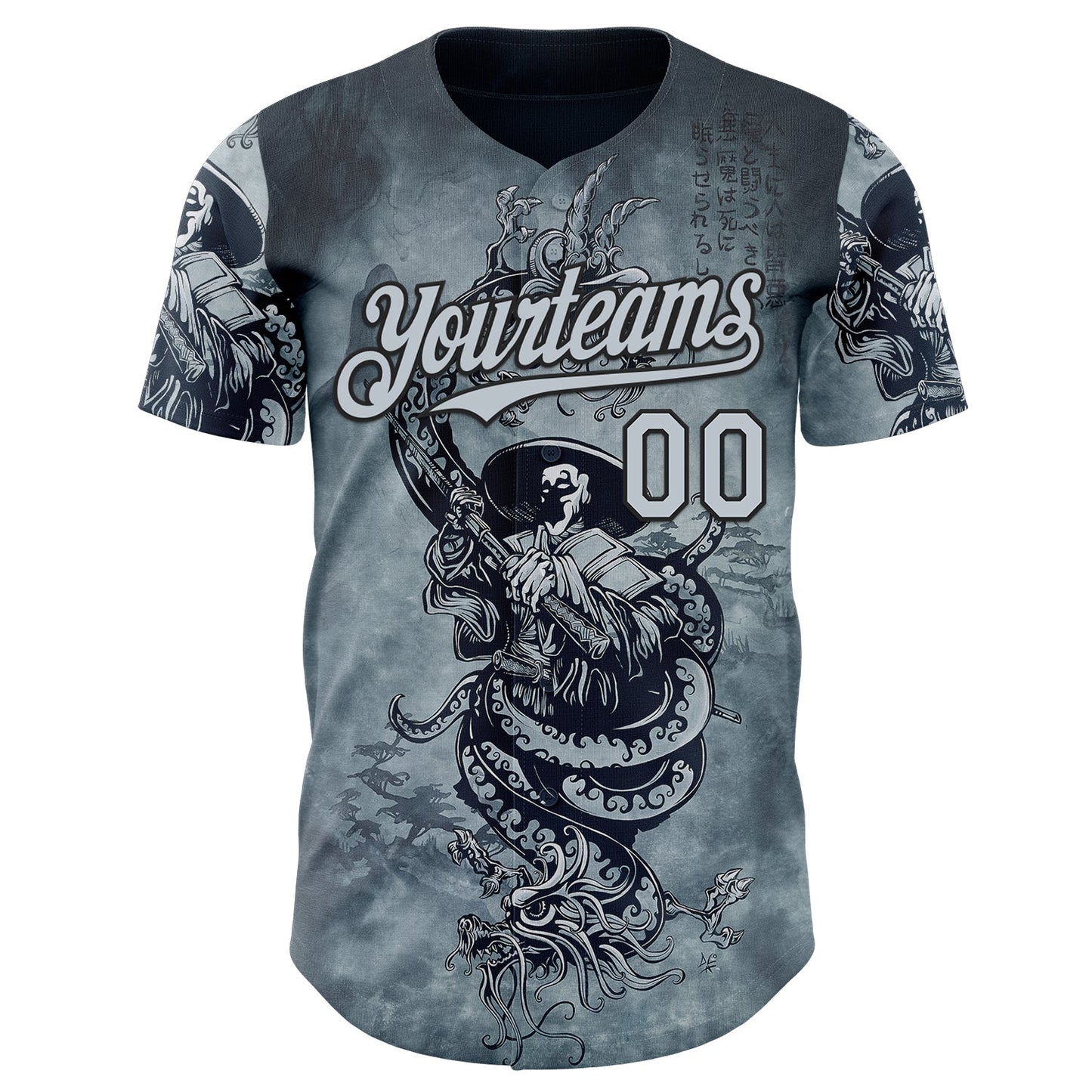Custom Silver Silver-Black David Lozeau In Death The Demon Sleeps Authentic Baseball Jersey baseball jersey product view 2