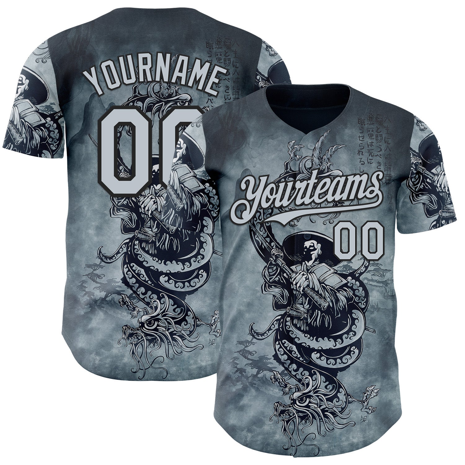 Custom Silver Silver-Black David Lozeau In Death The Demon Sleeps Authentic Baseball Jersey baseball jersey product view 1