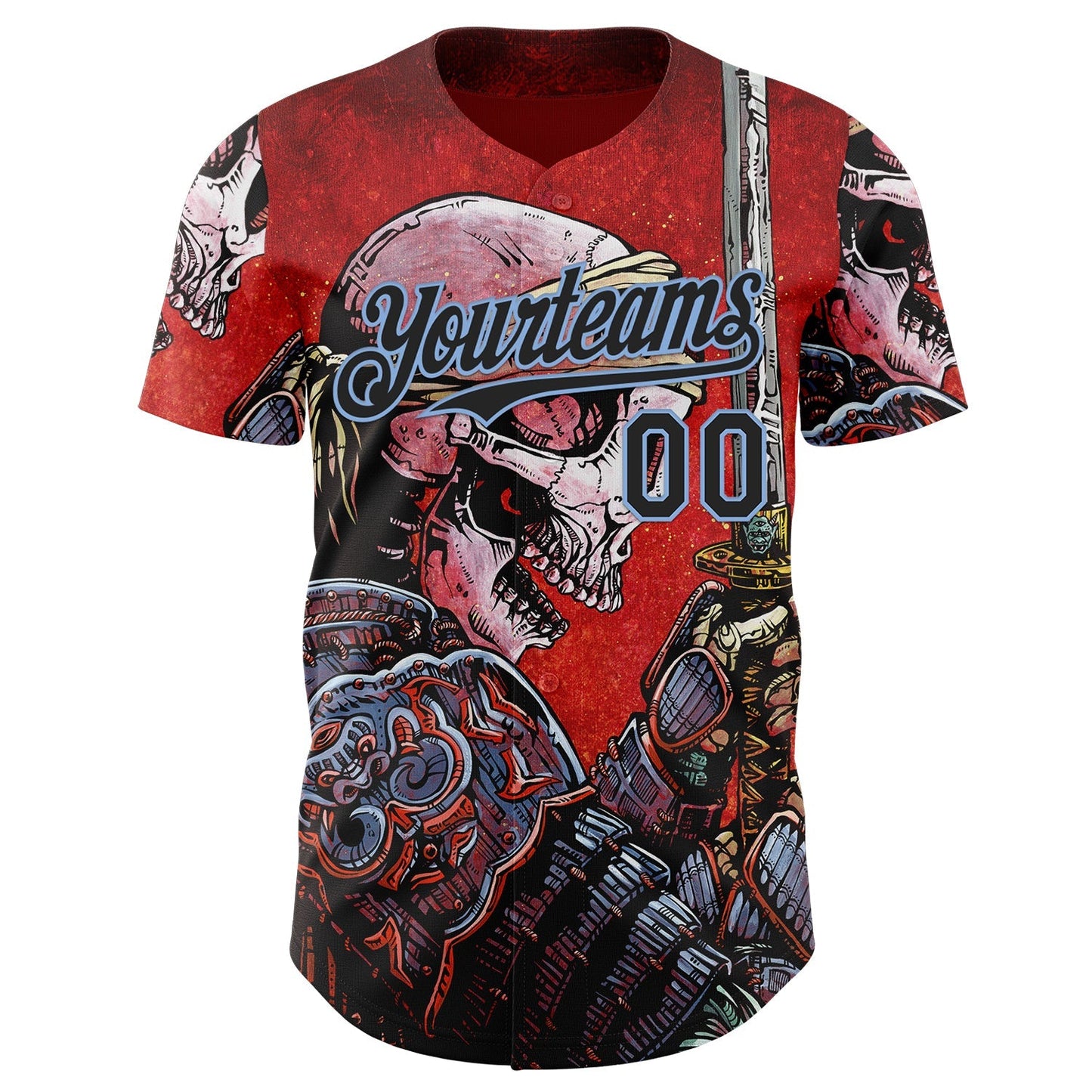 Custom Red Black-Light Blue David Lozeau Honor Authentic Baseball Jersey baseball jersey product view 2