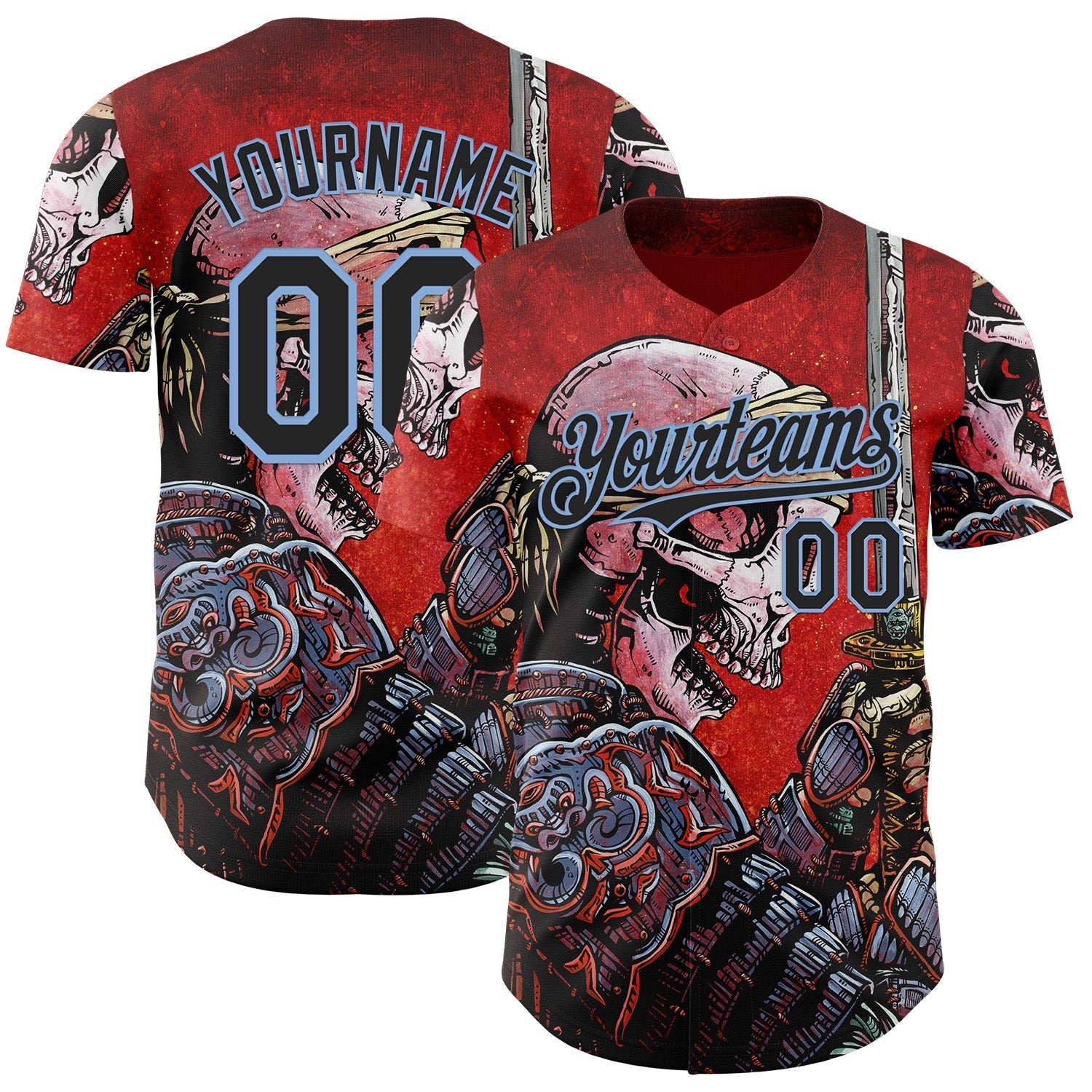 Custom Red Black-Light Blue David Lozeau Honor Authentic Baseball Jersey baseball jersey product view 1