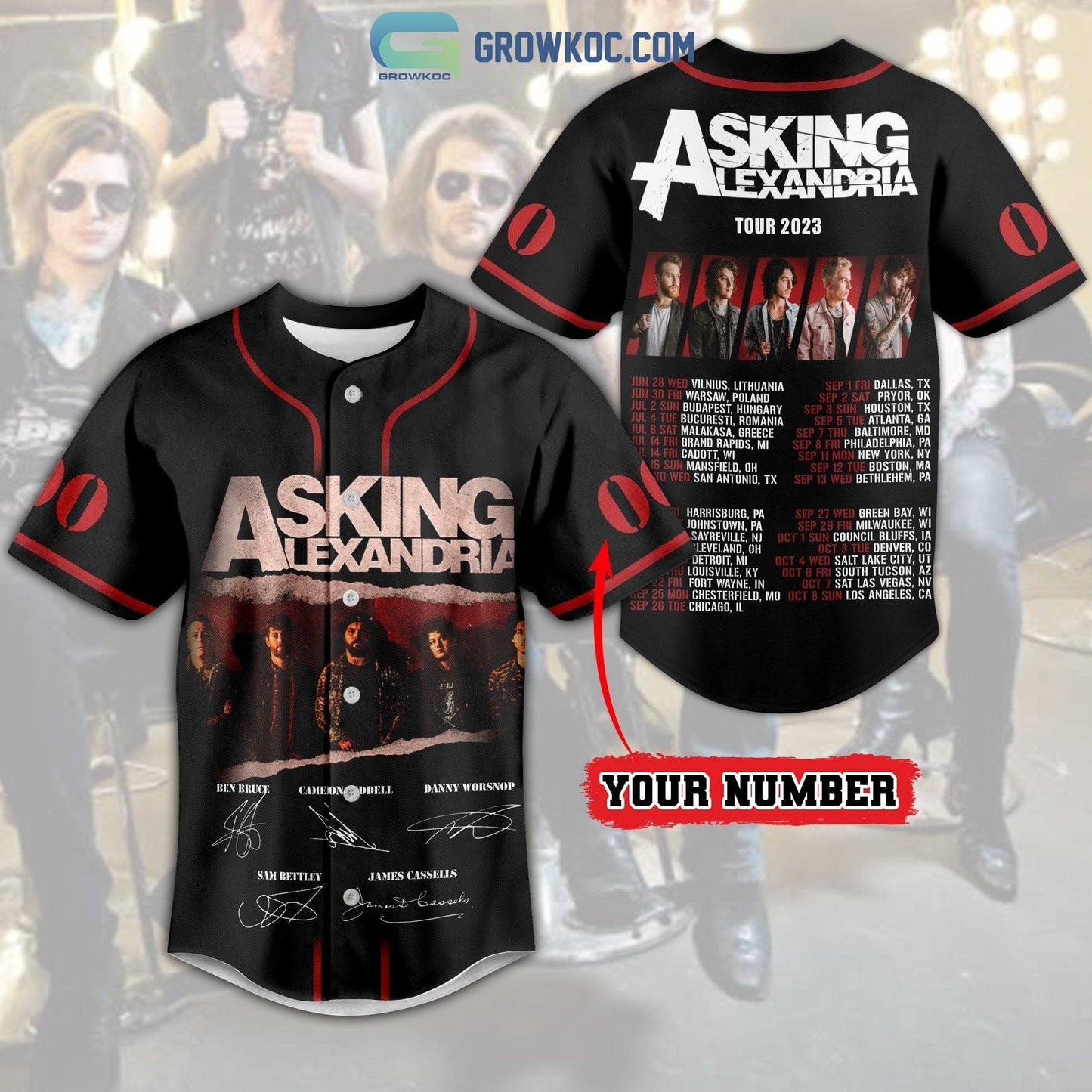 Asking Alexandria Tour 2023 Personalized Baseball Jersey baseball jersey product view 1