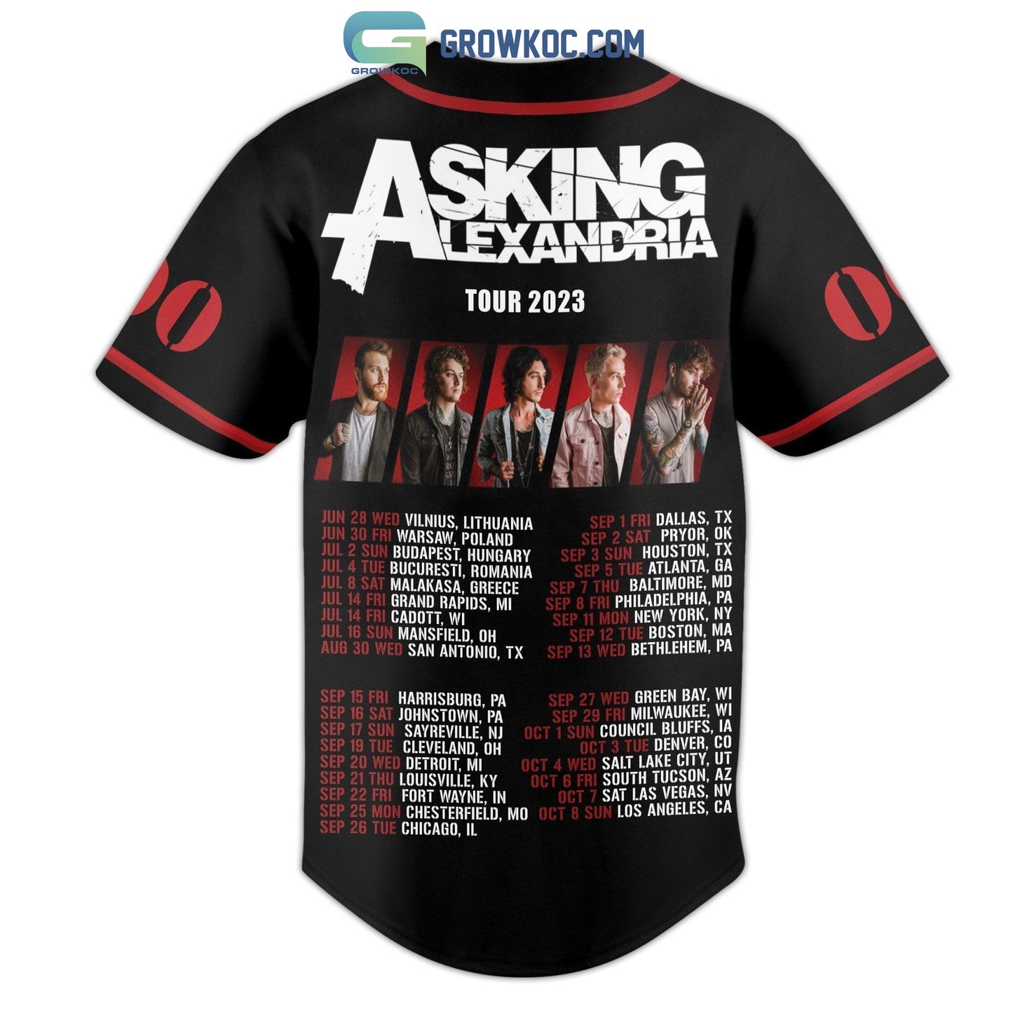 Asking Alexandria Tour 2023 Personalized Baseball Jersey baseball jersey product view 3