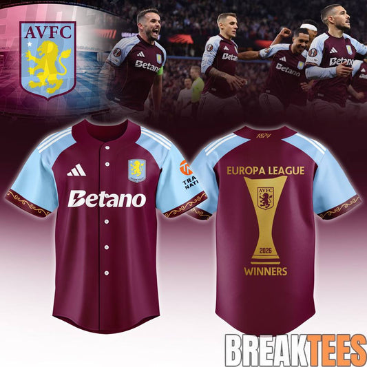 Aston Villa Europa League Champions 2026 Limited Edition Baseball Jersey Unisex T-shirt, Sweatshirt, Hoodie, Long Sleeve Tee - T-Shirt, Sweatshirt, Hoodie