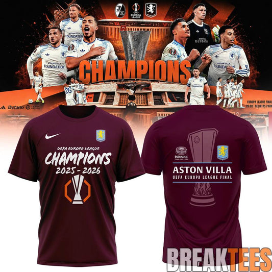 Aston Villa UEFA Europa League Champions 2025-2026 Shirt  Claret Glory in Istanbul Unisex T-shirt, Sweatshirt, Hoodie, Long Sleeve Tee - T-Shirt, Sweatshirt, Hoodie