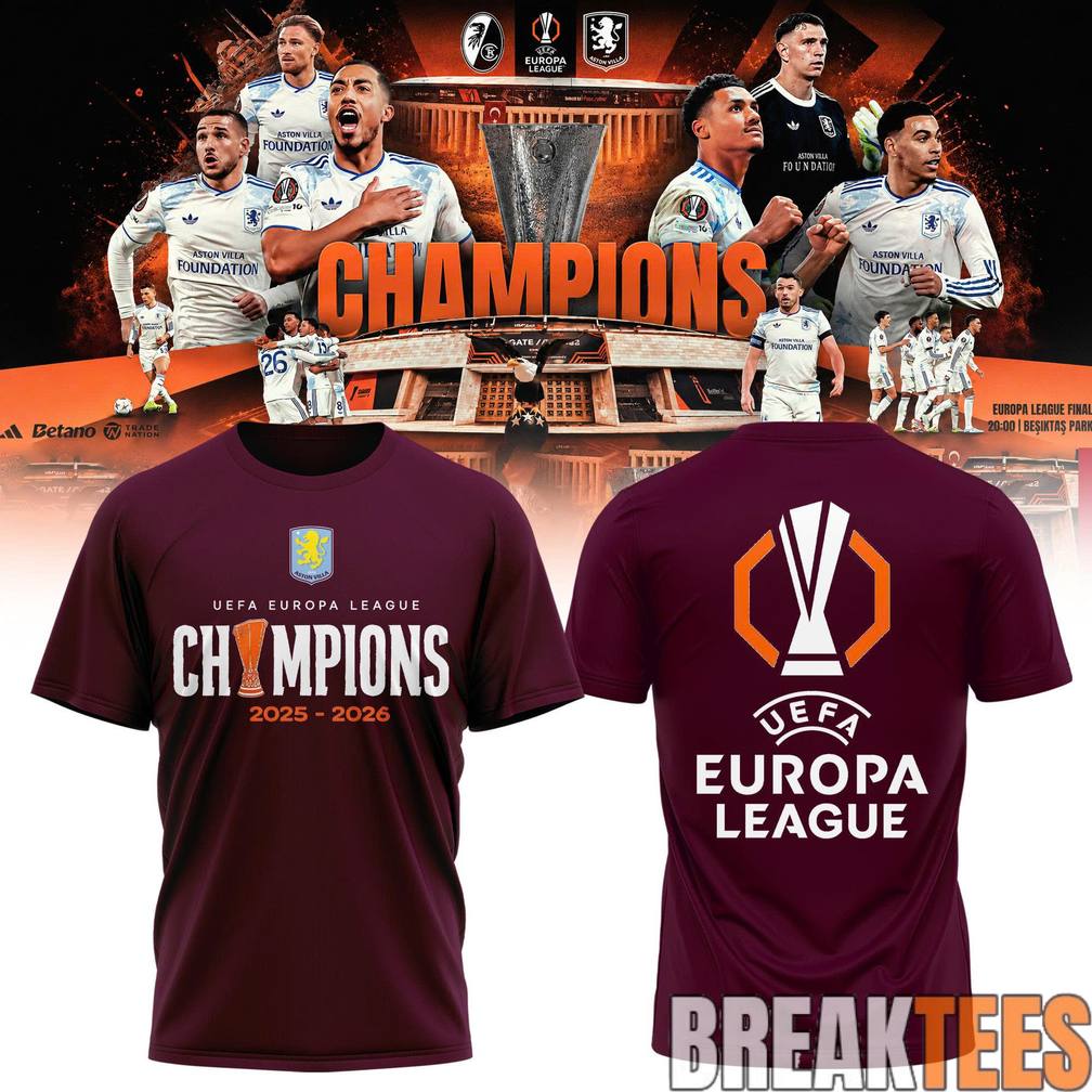 Aston Villa UEFA Europa League Champions 2025-2026 - Adult & Kids T-Shirts, Sweatshirts & Hoodies apparel design preview 2