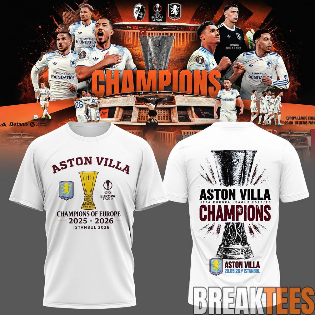 Aston Villa UEFA Europa League Champions 2025-2026 - Adult & Kids T-Shirts, Sweatshirts & Hoodies apparel design preview 3