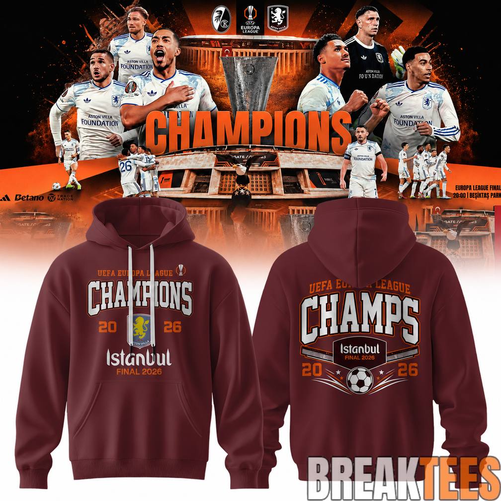 Aston Villa UEFA Europa League Champions 25-26 Claret - Adult & Kids T-Shirts, Sweatshirts & Hoodies apparel design preview 3