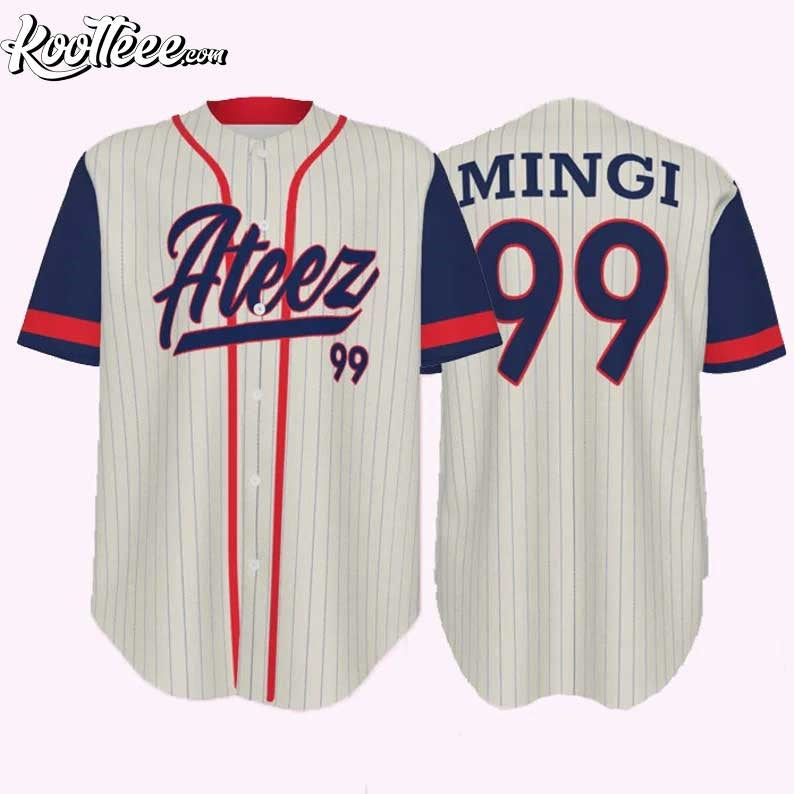 Ateez Mingi Custom Baseball Jersey baseball jersey product view 1