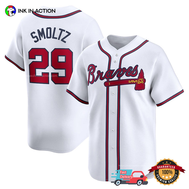 Atlanta Braves John Smoltz White Baseball Jersey baseball jersey product view 1