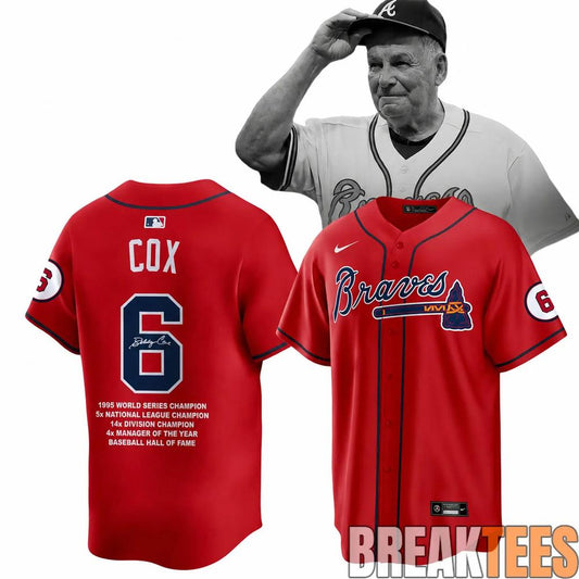 Atlanta Braves Legendary Baseball Manager Bobby Cox 1941-2026 Baseball Jersey Unisex T-shirt, Sweatshirt, Hoodie, Long Sleeve Tee - T-Shirt, Sweatshirt, Hoodie