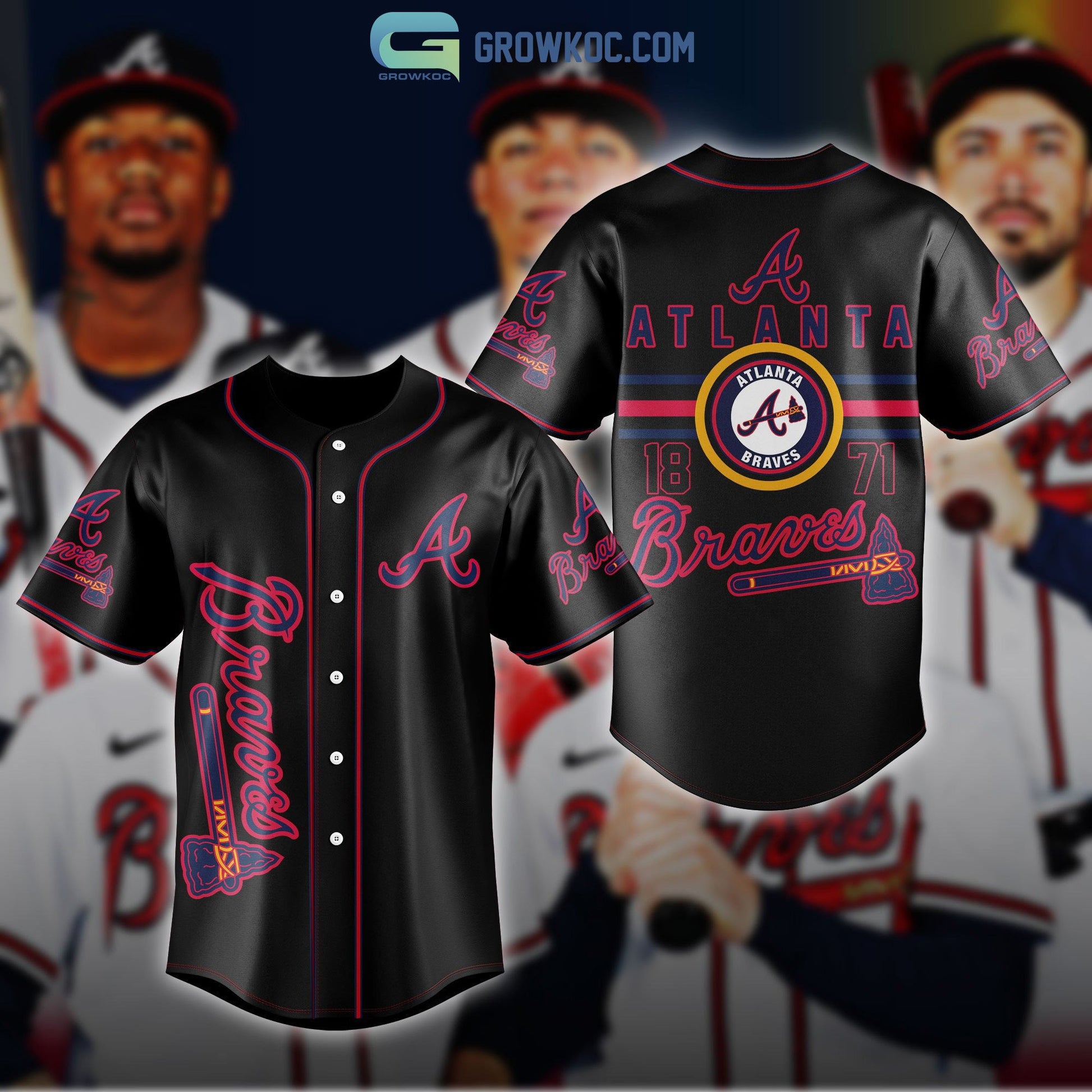 Atlanta Braves MLB 1871 Baseball Jersey baseball jersey product view 1