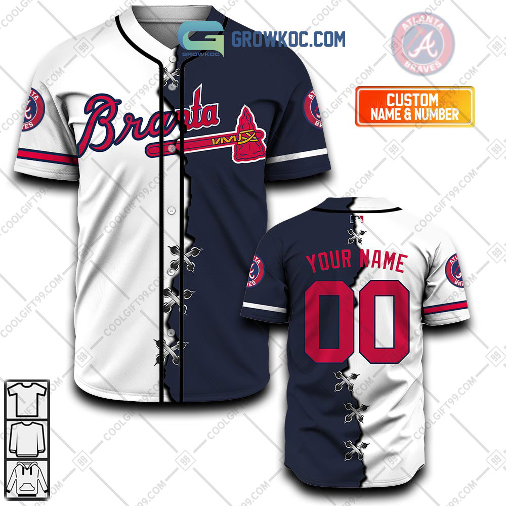 Atlanta Braves MLB Personalized Mix Baseball Jersey baseball jersey product view 1