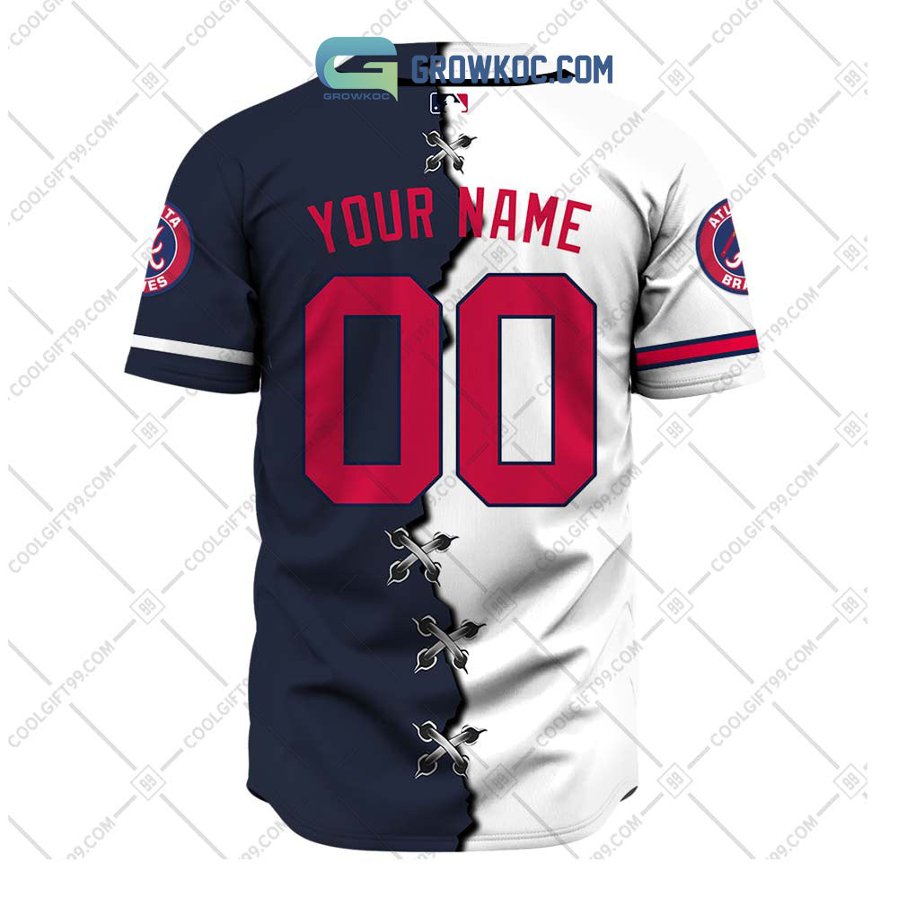 Atlanta Braves MLB Personalized Mix Baseball Jersey baseball jersey product view 3
