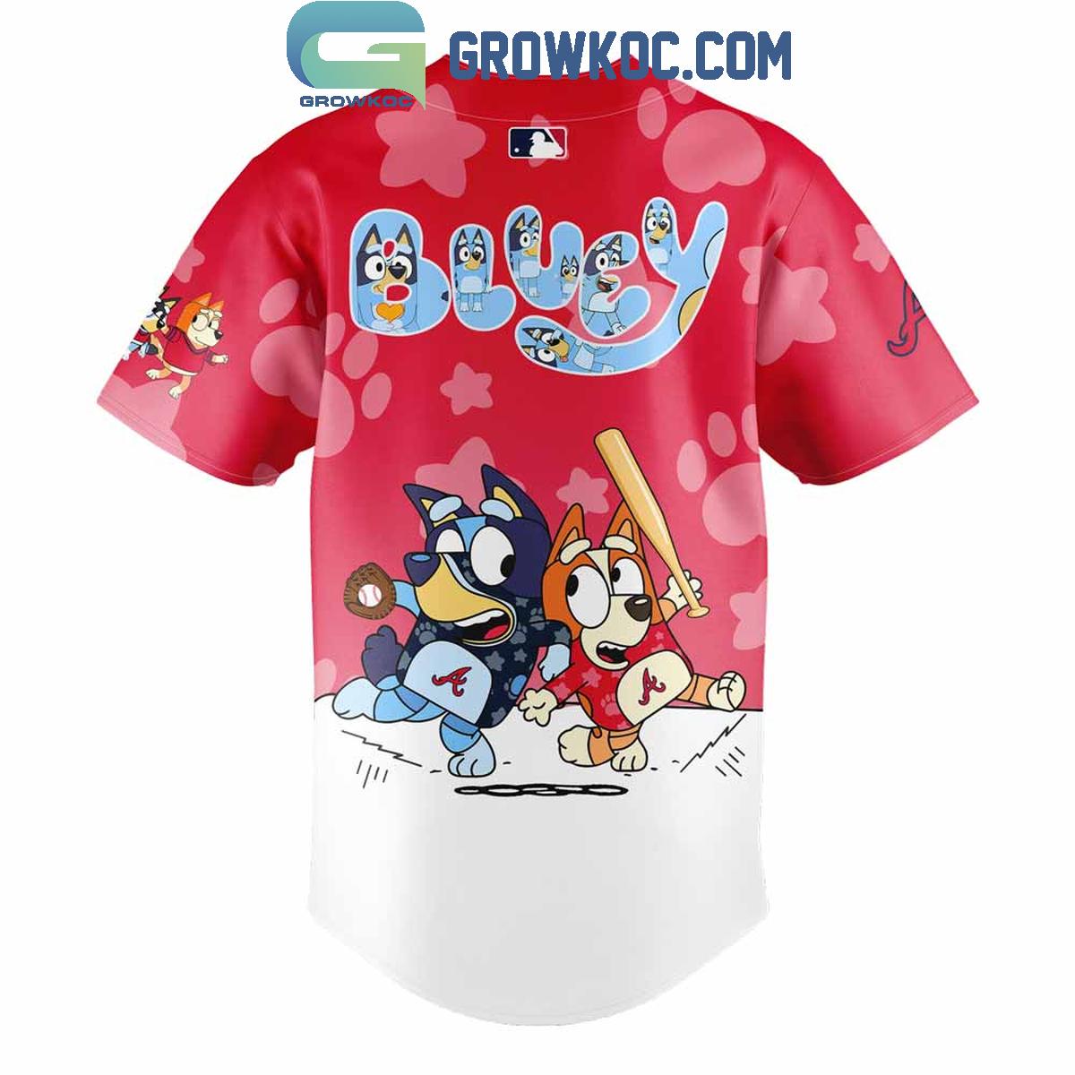 Atlanta Braves x Bluey and Bingo Baseball Jersey baseball jersey product view 3