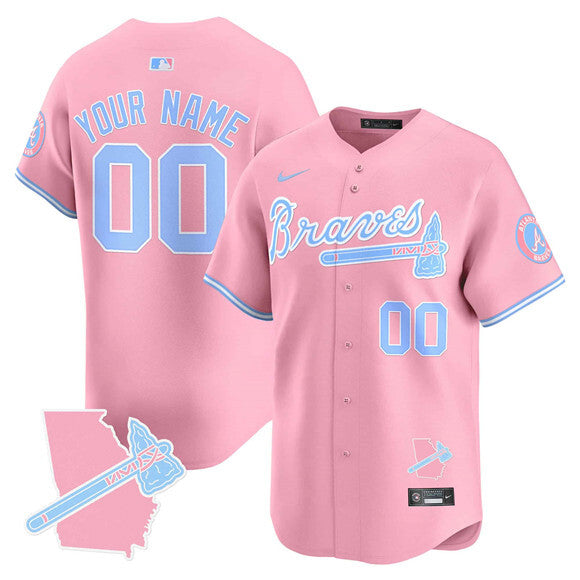 Atlanta Braves Active Player Custom Pink Bubblegum Pink Vapor Premier Limited Baseball Jersey baseball jersey product view 1