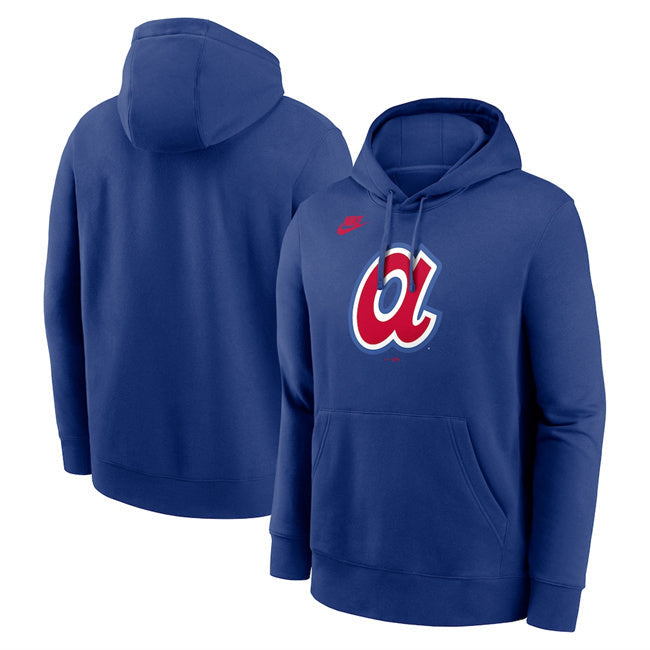 Atlanta Braves Royal Cooperstown Collection Logo Club Pullover Hoodie Baseball Jersey baseball jersey product view 1
