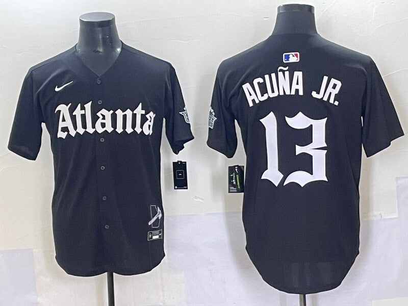 Atlanta Braves #13 Ronald Acuna Jr. Warriors 5 Collaboration Style 6 Baseball Jersey baseball jersey product view 1