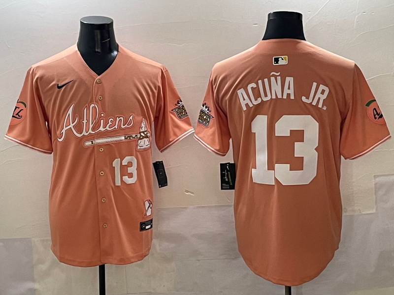 Atlanta Braves #13 Ronald Acuna Jr. Warriors 5 Collaboration Style 7 Baseball Jersey baseball jersey product view 1