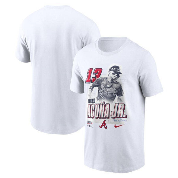 Atlanta Braves #13 Ronald Acuna Jr. White 2025 Speedway Classic Player Graphic T-Shirt Baseball Jersey baseball jersey product view 1