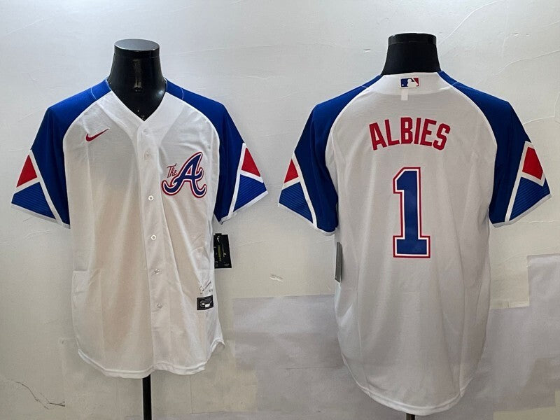 Atlanta Braves #1 Ozzie Albies Warriors City Adult Style 2 Baseball Jersey baseball jersey product view 1