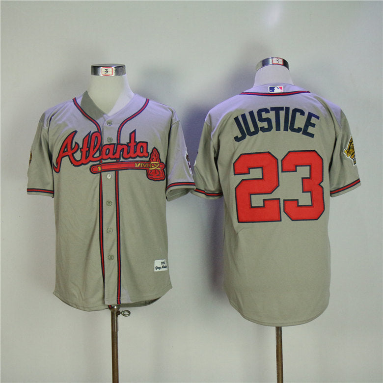 Atlanta Braves #23 Warriors 23 Gray 1995 Retro .jpg 1 Baseball Jersey baseball jersey product view 1